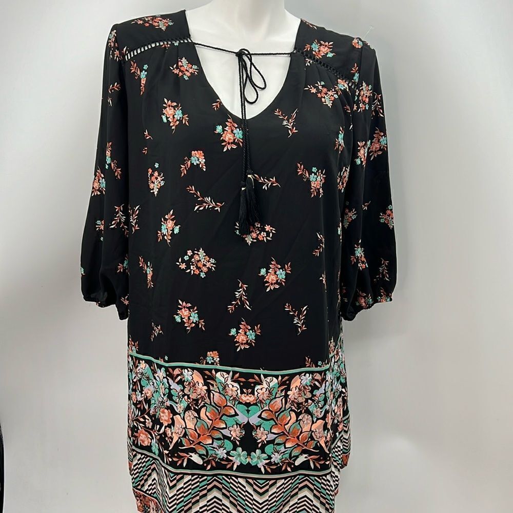Tahara floral midi black dress size XL